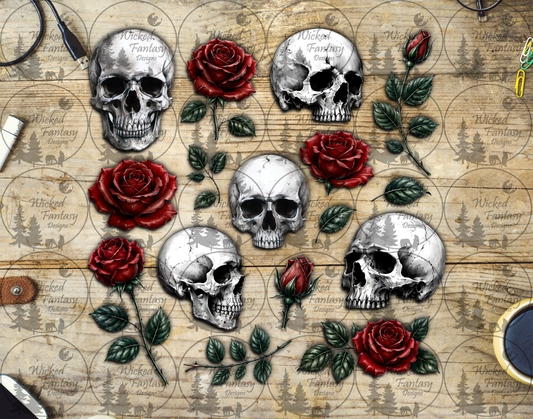 UVDTF Red Roses and Skulls Element Sheet