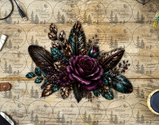 UVDTF Amethyst and Teal Boho Floral Arrangement
