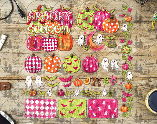 UVDTF Pink and Lime Spooky Season Multimedia Element Sheet