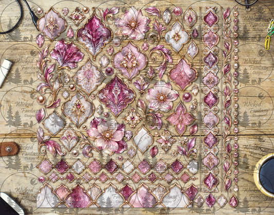 UVDTF Blush Moroccan Floral Element Sheet