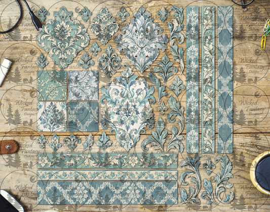 UVDTF Dusty Blue Regency Multimedia Element Sheet