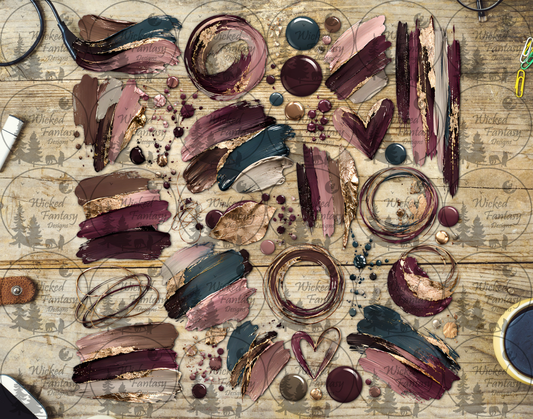 UVDTF Mauve and Teal Brush Strokes Element Sheet