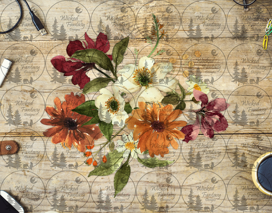 UVDTF Rust and Cream Floral Arrangement