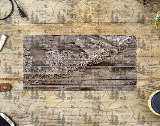 UVDTF Rustic Wood and Lace Striping 6x12" element