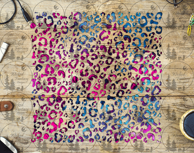 UVDTF Pink and Blue Gradient Peens Leopard Print 20oz 30oz 10"x10"