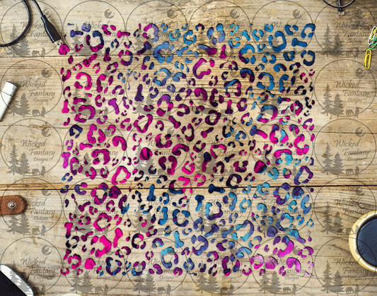 UVDTF Pink and Blue Gradient Peens Leopard Print 20oz 30oz 10"x10"