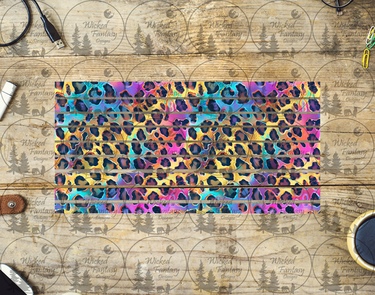 UVDTF Rainbow Leopard Print Striping 6x12" element
