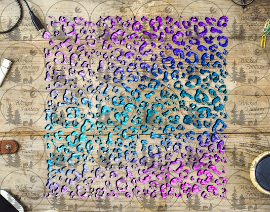 UVDTF Purple and Blue Gradient Peens Leopard Print 20oz 30oz 10"x10"