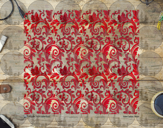UVDTF Red Textured Tooled Leather 20oz 30oz 10"x10"
