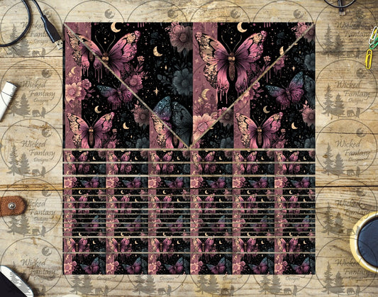UVDTF Mauve Butterfly Triangles and Striping 20oz 30oz 10"x10" Element
