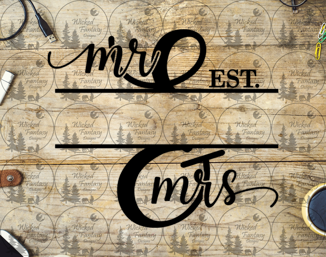 UVDTF Mr & Mrs Monogram with Lines