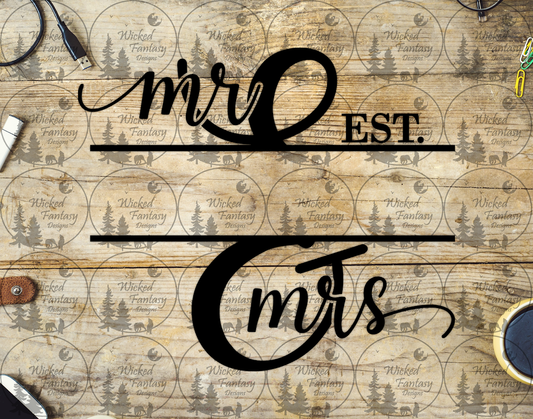 UVDTF Mr & Mrs Monogram with Lines