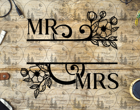 UVDTF Mr & Mrs Monogram with Flowers