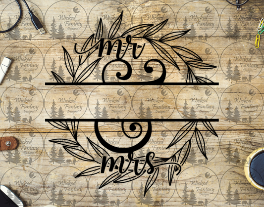 UVDTF Mr & Mrs Monogram with Wreath