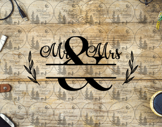 UVDTF Mr & Mrs Monogram with Leaves