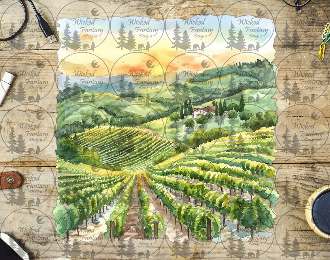 UVDTF Sunset Vineyard Landscape