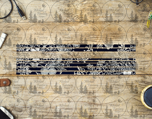 UVDTF Navy and White Lace 12"long  Narrow Striping Element