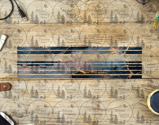 UVDTF Navy and Dusty Rose Marble 12"long  Narrow Striping Element