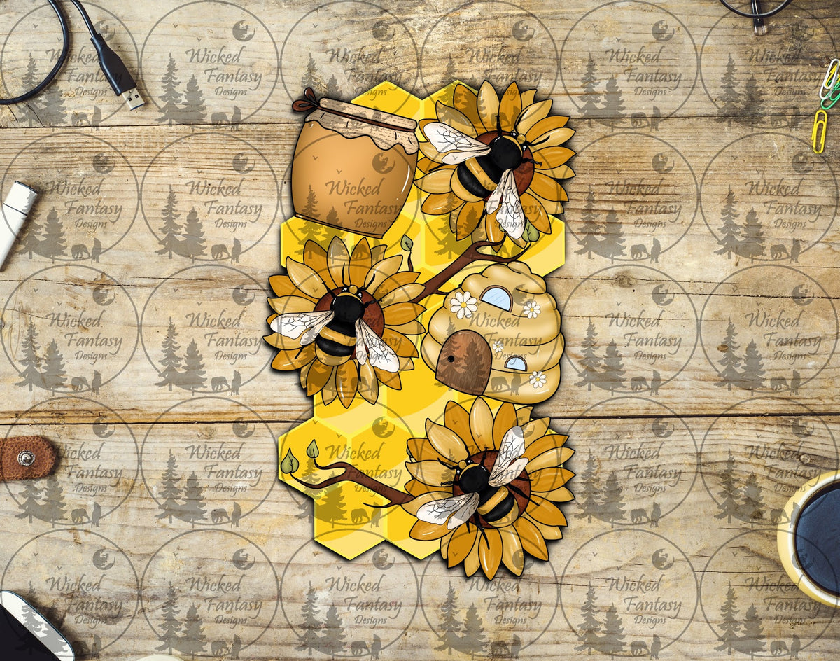 UVDTF Sunflowers Bees and Hive Vertical Element