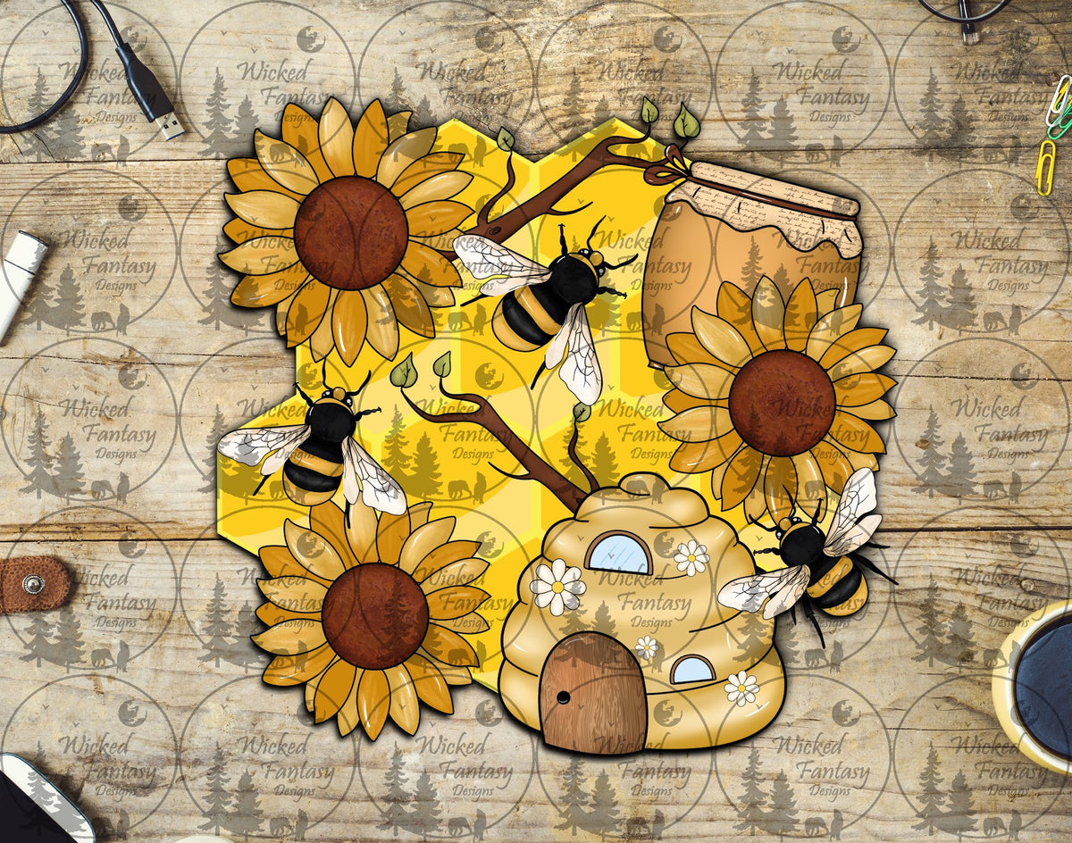 UVDTF Sunflowers Bees and Hives