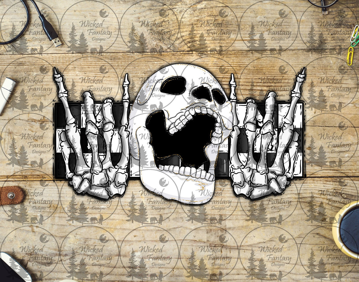 UVDTF Skull with Checkerboard 16oz 40oz