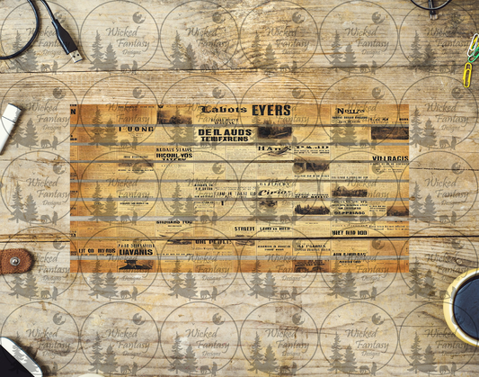 UVDTF Old Newsprint Striping 6x12" element