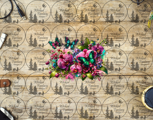 UVDTF Pink Orchids and Butterflies