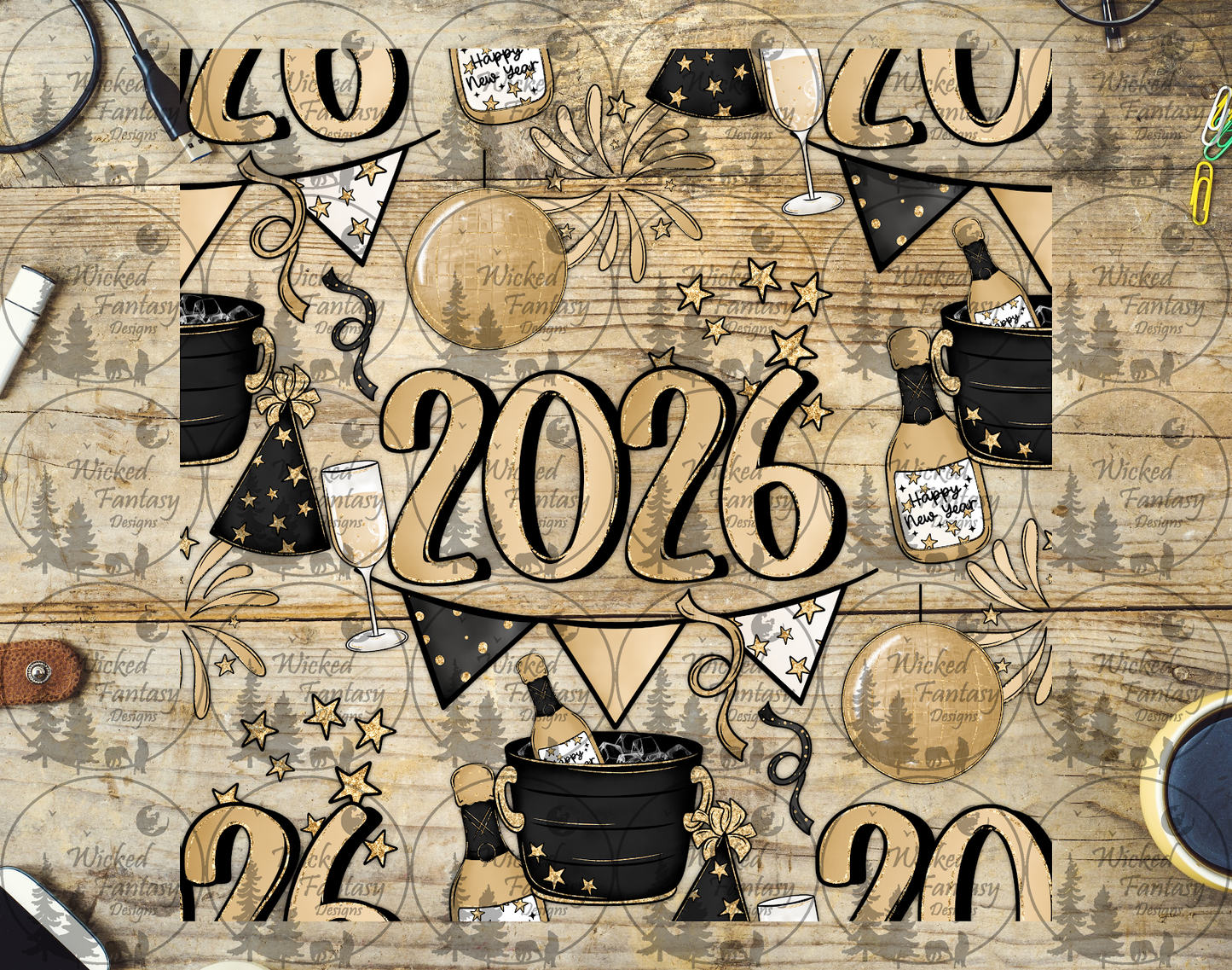 UVDTF Happy New Year 2026 20oz 30oz 10"x10"