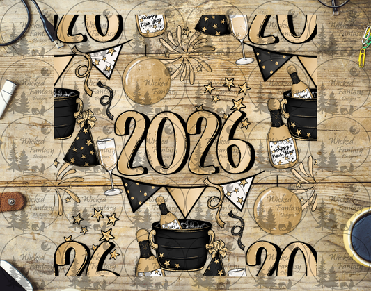 UVDTF Happy New Year 2026 20oz 30oz 10"x10"