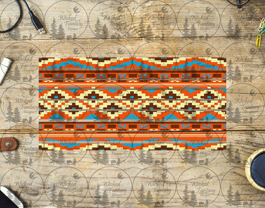 UVDTF Orange Teal and Beige Aztec Striping 6x12" element