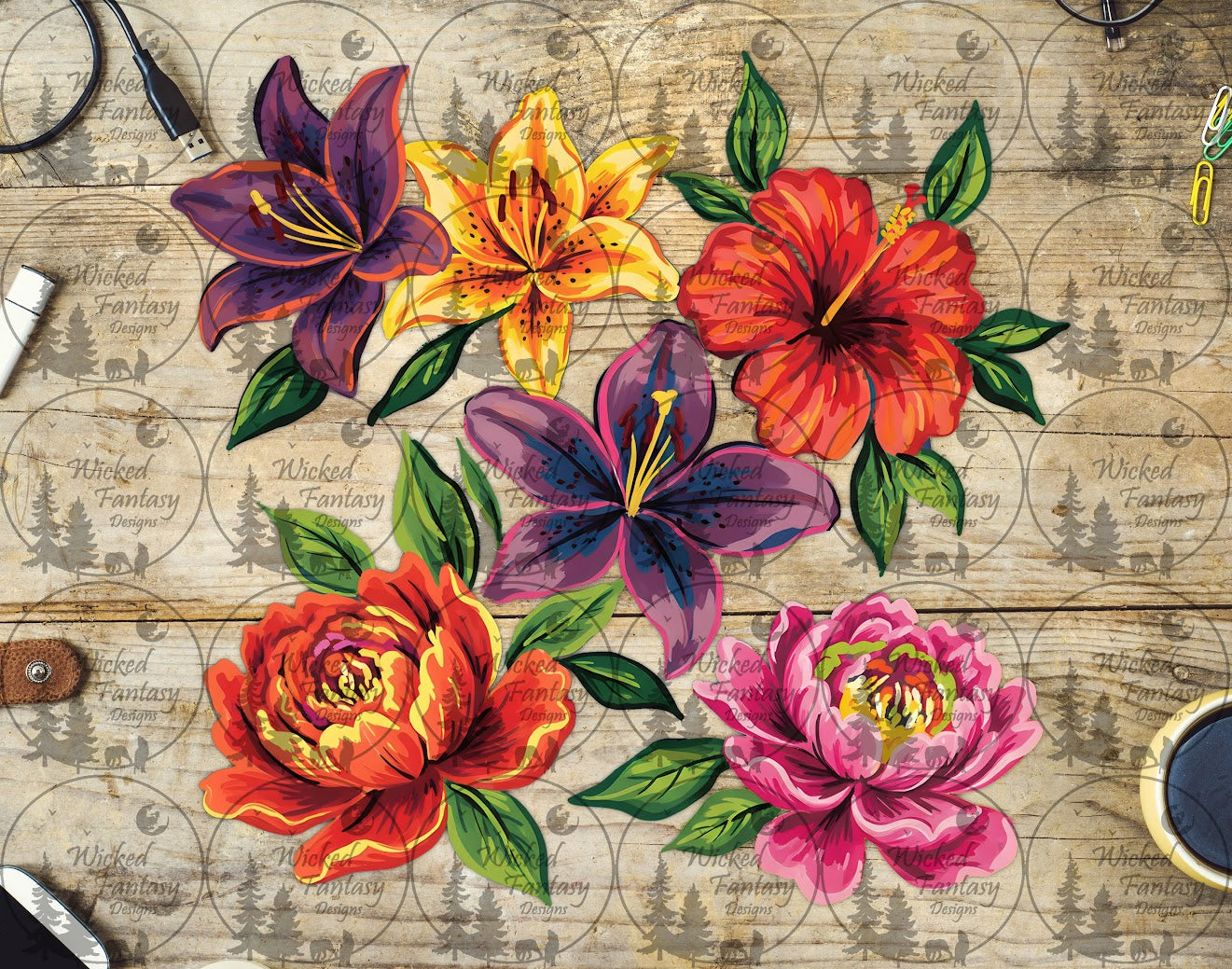 UVDTF Painted Peonies and Lilies