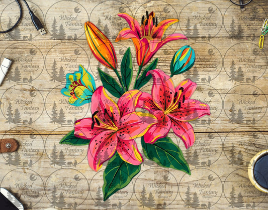 UVDTF Painted Pink Lilies