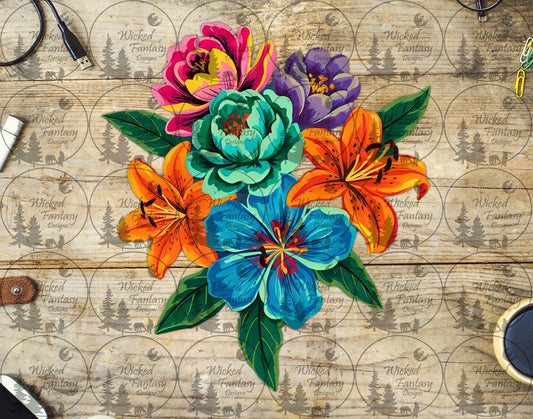 UVDTF Painted Lilies and Peonies