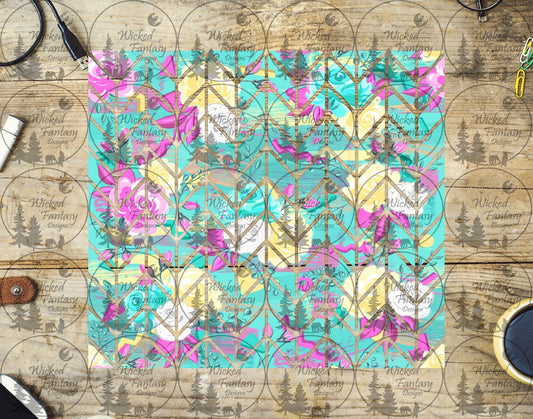 UVDTF Zig Zag Roses Tangram 20oz 30oz 10"x10" Element Sheet