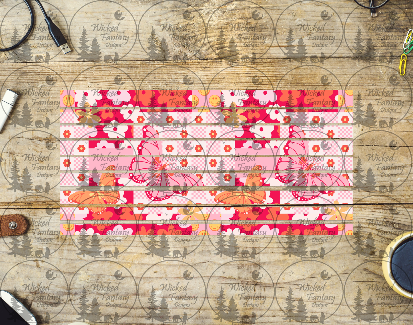 UVDTF Patchwork Butterfly 6x12" Striping element