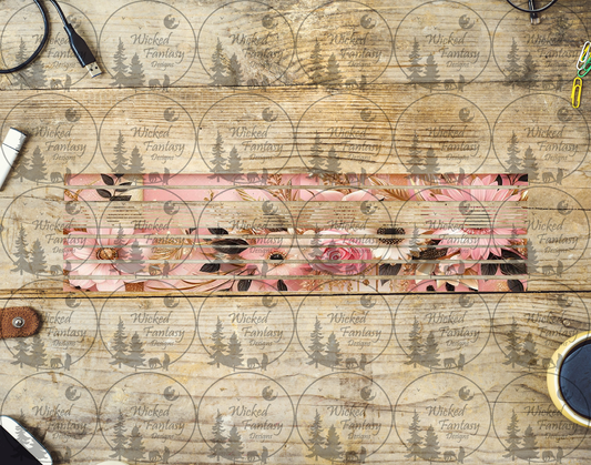 UVDTF Pink Floral 12"long  Narrow Striping Element