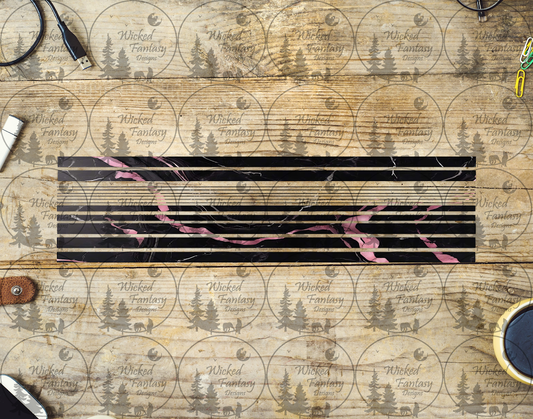 UVDTF pink and Black Marble 12"long  Narrow Striping Element