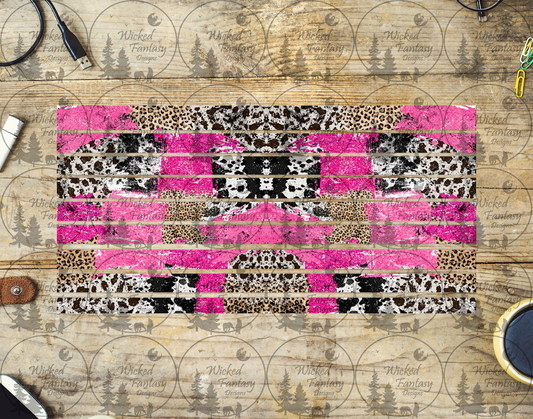 UVDTF Pink Cow Print and Leopard Print Striping 6x12" element