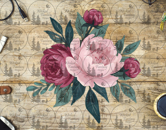 UVDTF Dark Mauve and Pink  Peonies
