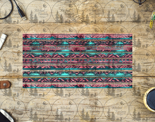 UVDTF Teal and Pink Aztec Striping 6x12" element
