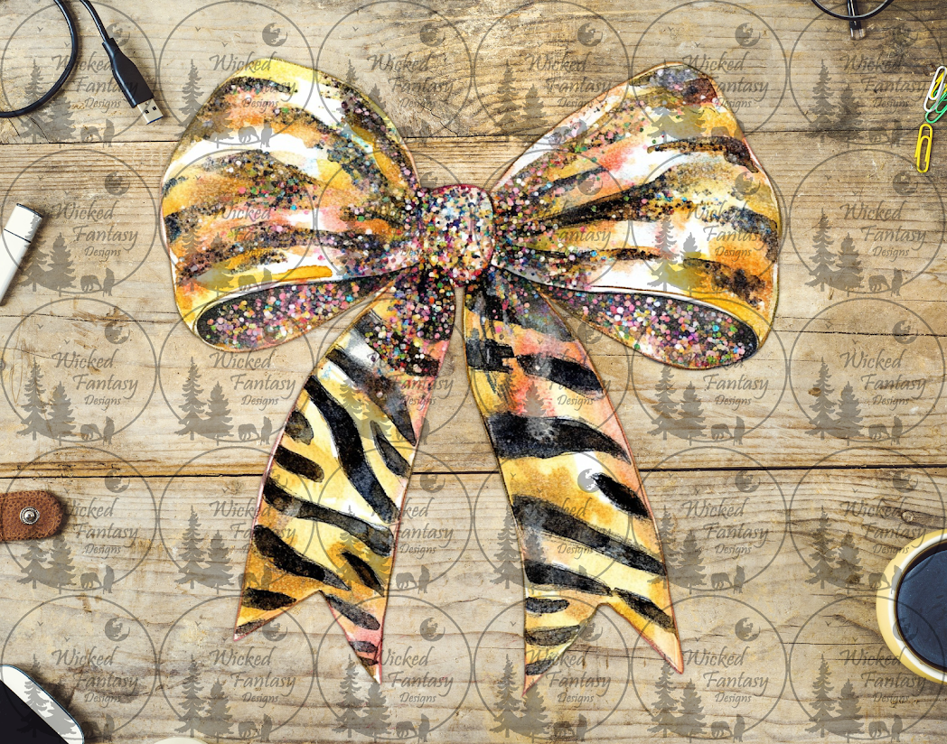 UVDTF Sparkling Zebra Print Bow