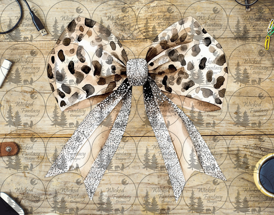 UVDTF Golden Spotted Bow with Silver Edging
