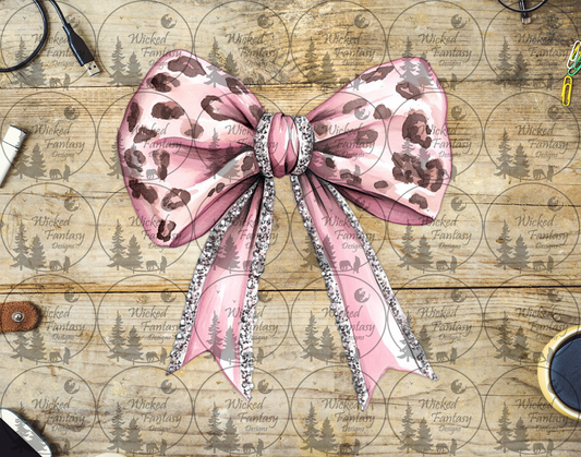 UVDTF Pink Leopard Print Bow