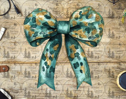 UVDTF Teal Spotted Bow