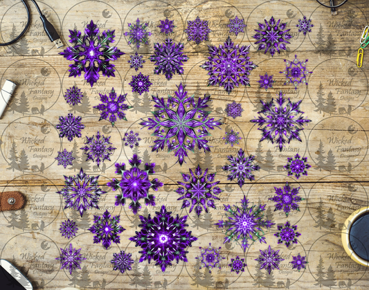 UVDTF Purple Snowflakes 12x12"