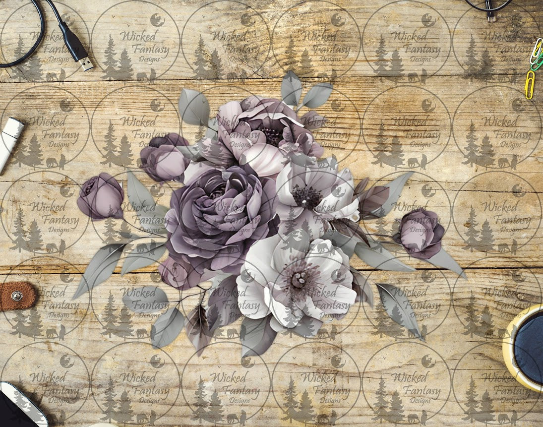 UVDTF Lavender and Cream Flower Arrangement
