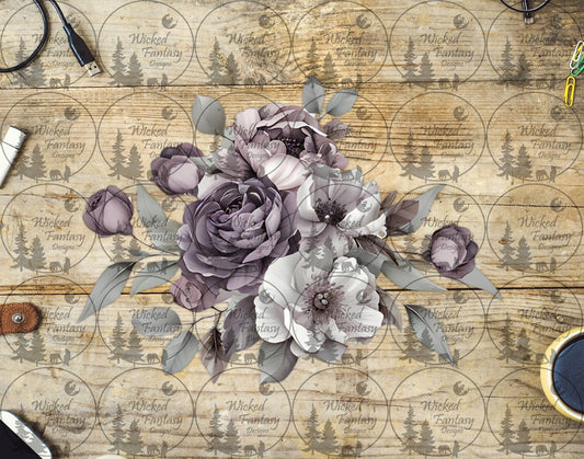 UVDTF Lavender and Cream Flower Arrangement
