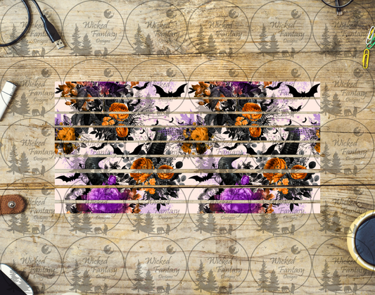 UVDTF Purple and Orange Spooky Floral 6x12" Striping element