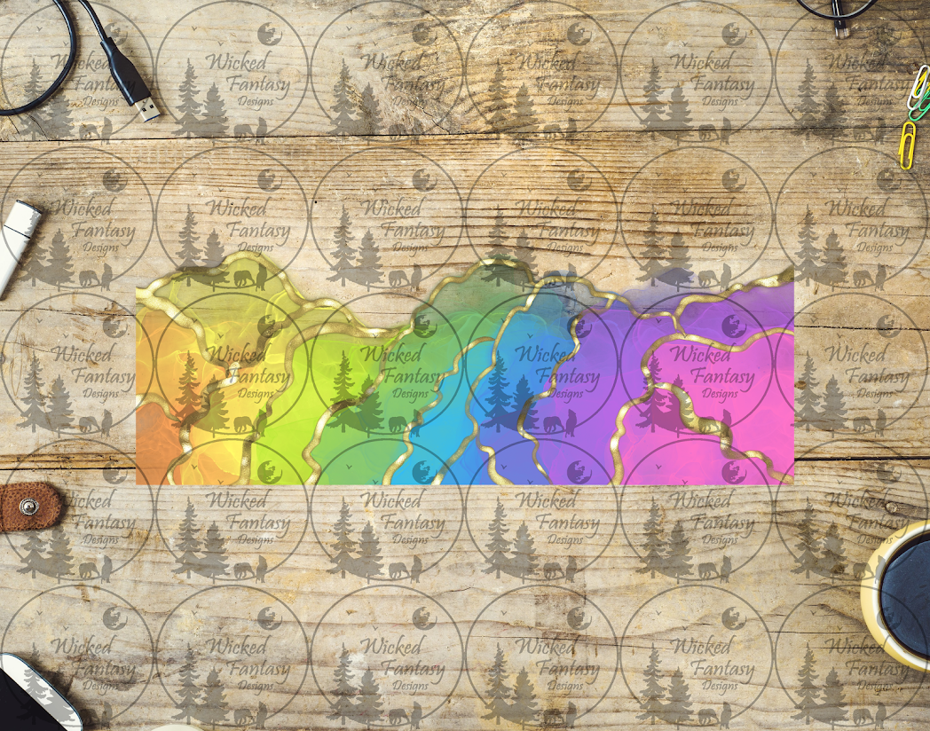 UVDTF Colorful Rainbow Geode Border Element 11"