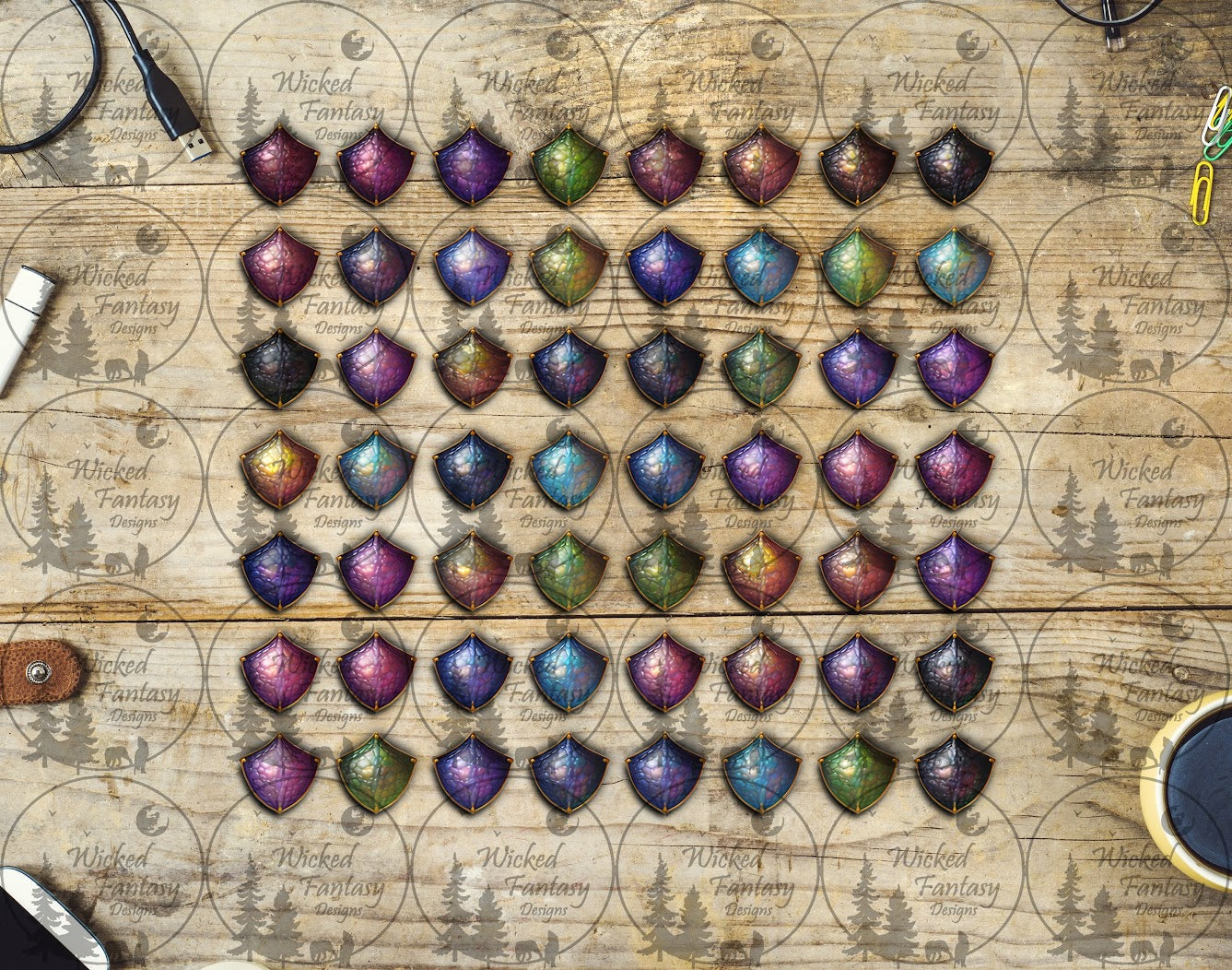 UVDTF Muted Colors Dragon Scales 11x11" Element Sheet